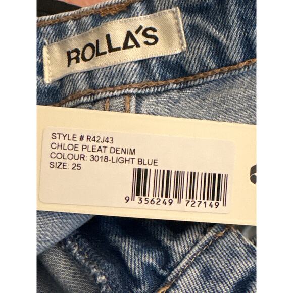 Rolla’s Chloe Pleat High Rise Denim Jeans Light Blue Size 25 - Picture 9 of 9